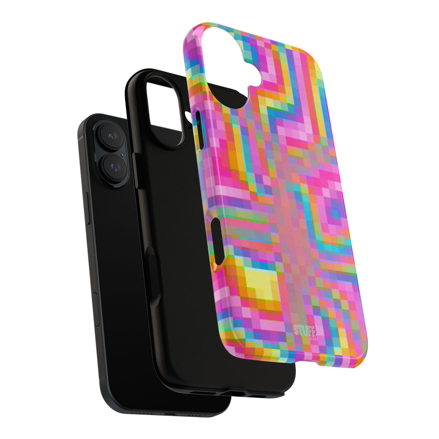 Pixel Case | Coque résistante double protection anti-choc - Motif pixels colorés