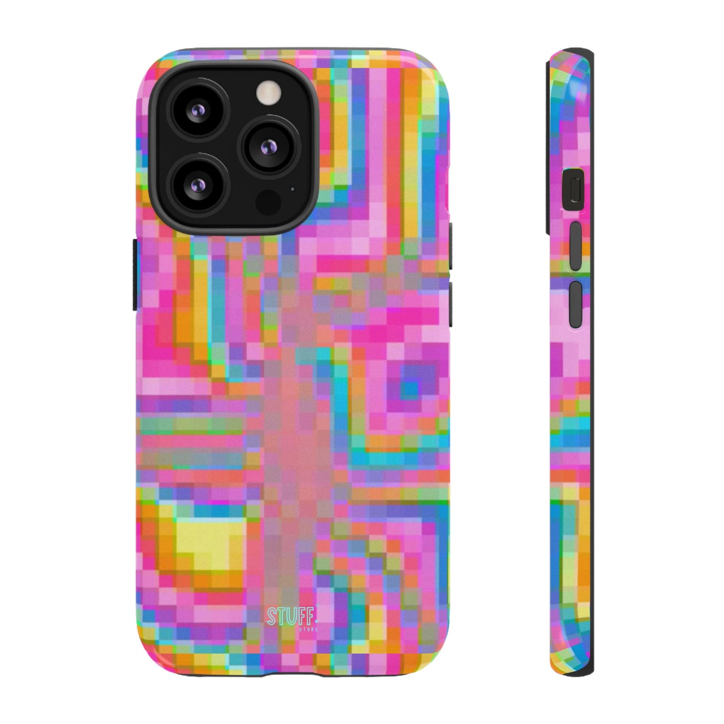 Pixel Case | Coque résistante double protection anti-choc - Motif pixels colorés