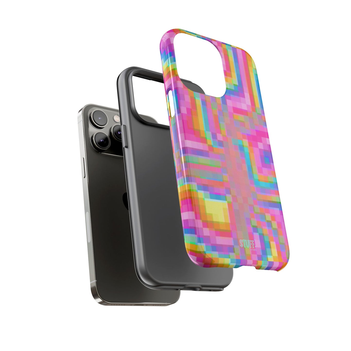 Pixel Case | Coque résistante double protection anti-choc - Motif pixels colorés