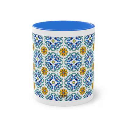 Azulejos Cup | Mug bicolore en céramique avec motif mosaïque méditerranéen – 330ml