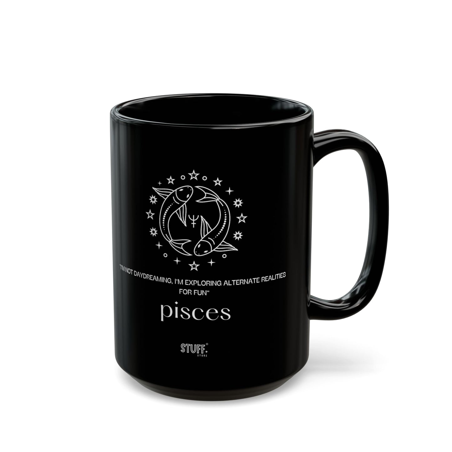 Poisson | Mug noir en céramique avec signe astrologique et phrase drôle – 330ml / 440ml