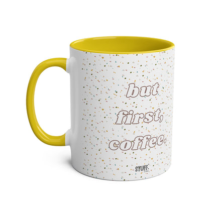But First, Coffee Cup | Mug bicolore en céramique 330ml avec imprimé terrazzo