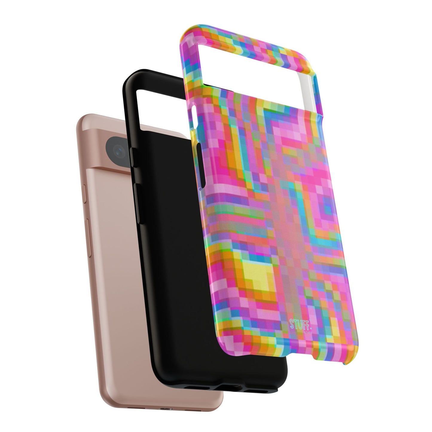 Pixel Case | Coque résistante double protection anti-choc - Motif pixels colorés