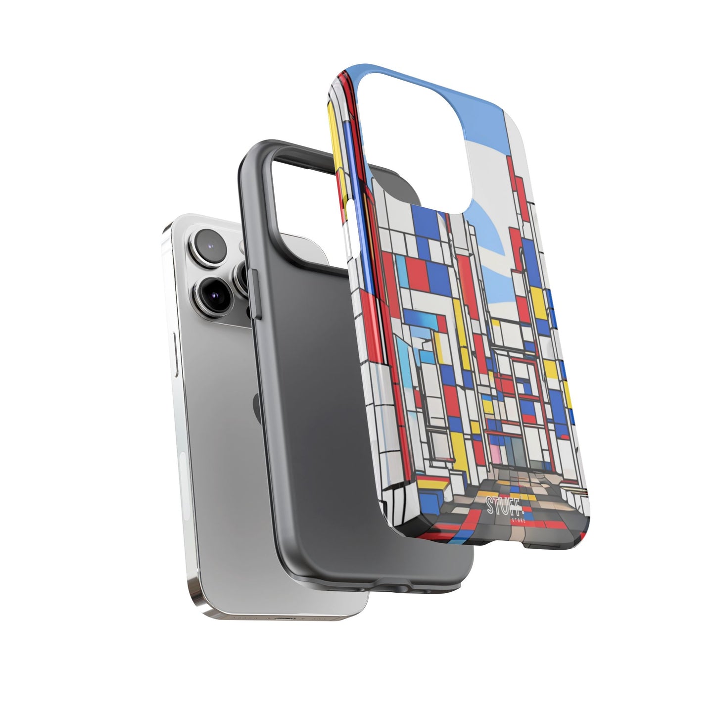 Square City | Coque résistante double protection - inspiration Mondrian