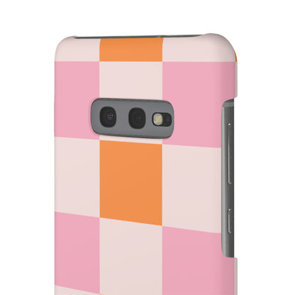Peachy Case | Coque snap légère et résistante avec Design en Damier - Orange & Rose