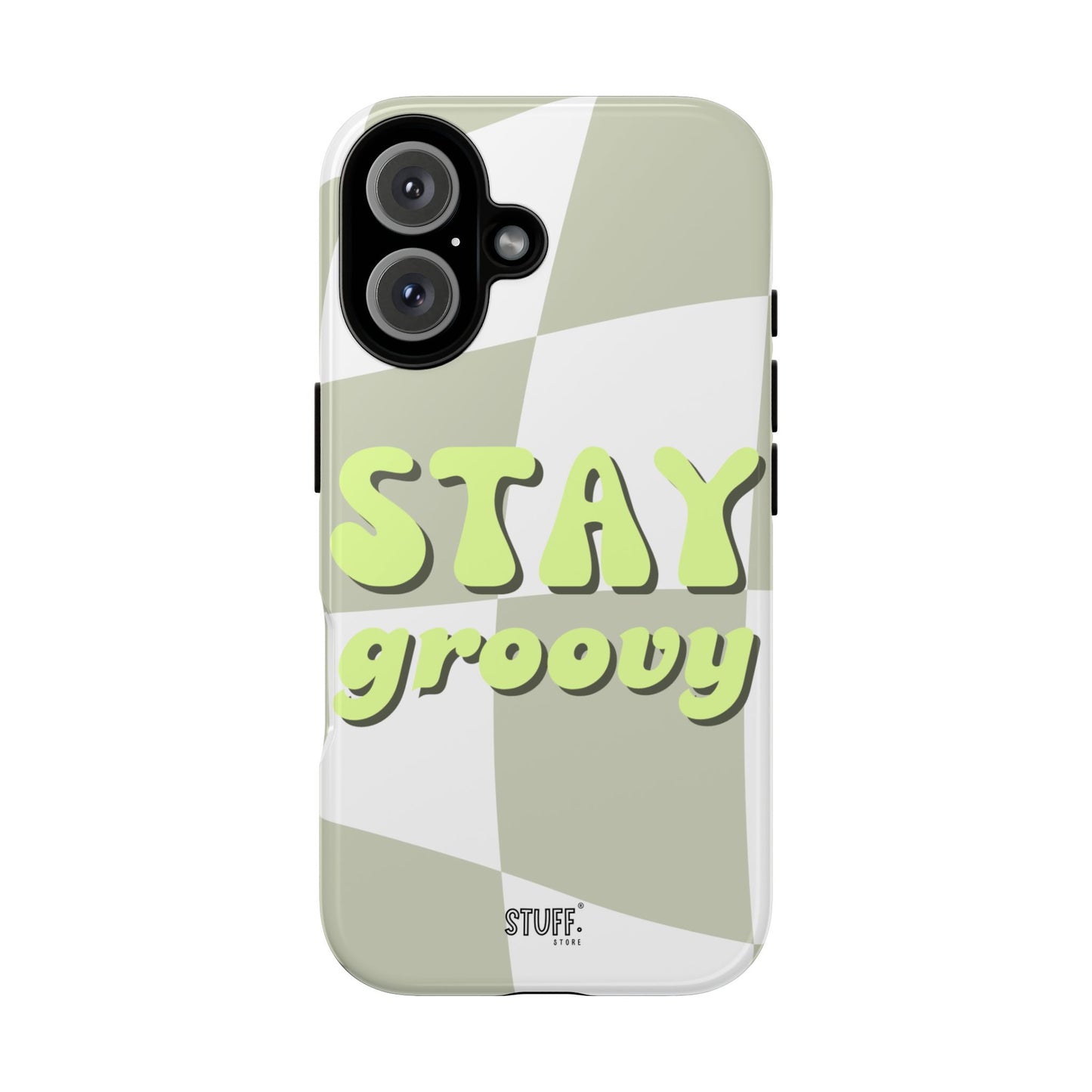 Groovy Case | Coque résistante double protection avec Design Rétro en Damier - Vert