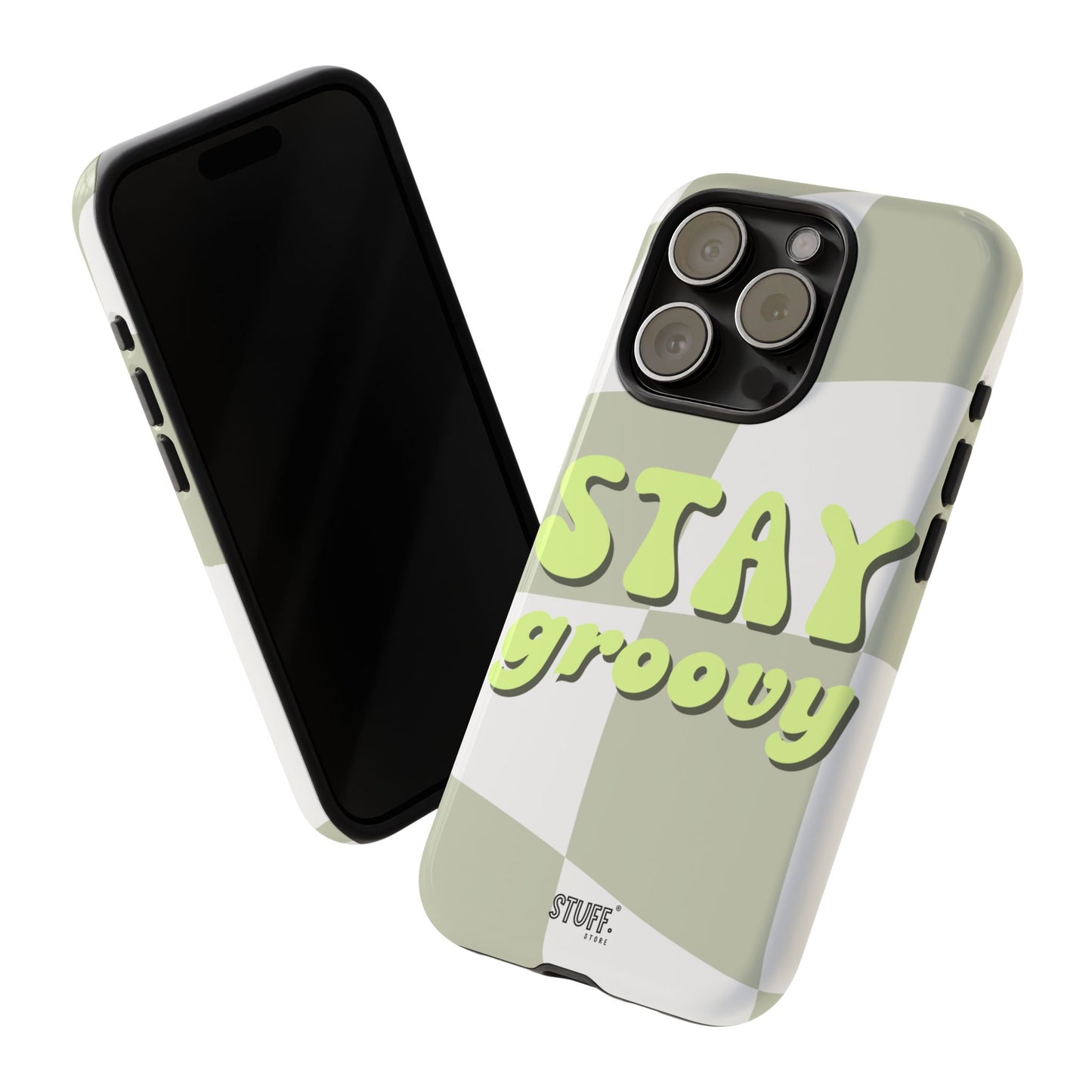 Groovy Case | Coque résistante double protection avec Design Rétro en Damier - Vert