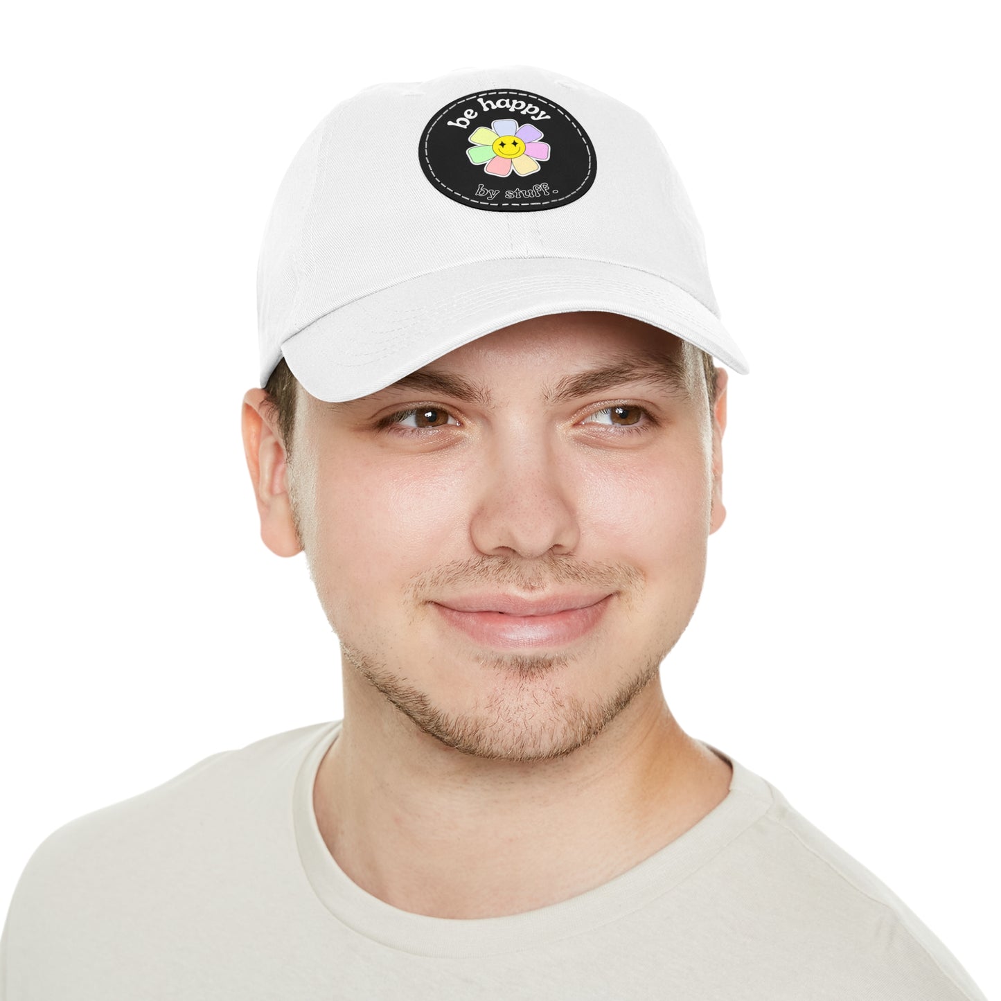Be Happy | dad hat unisexe avec écusson cuir