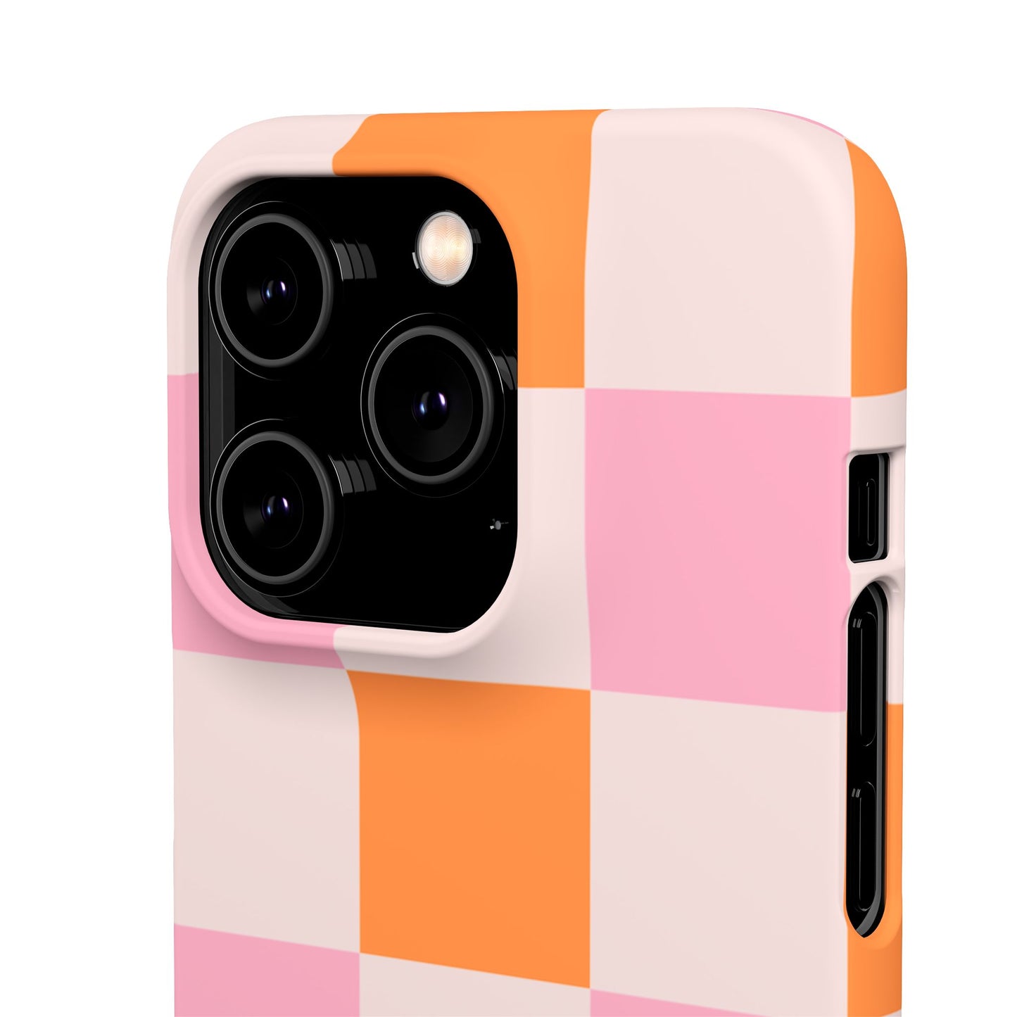 Peachy Case | Coque snap légère et résistante avec Design en Damier - Orange & Rose