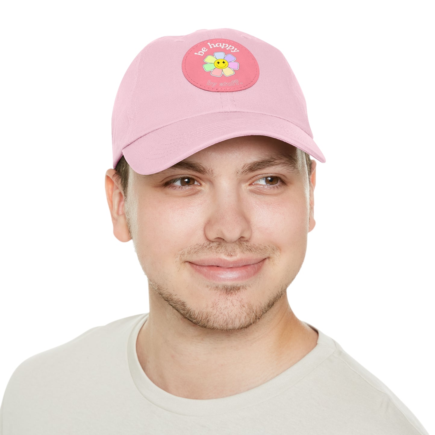 Be Happy | dad hat unisexe avec écusson cuir
