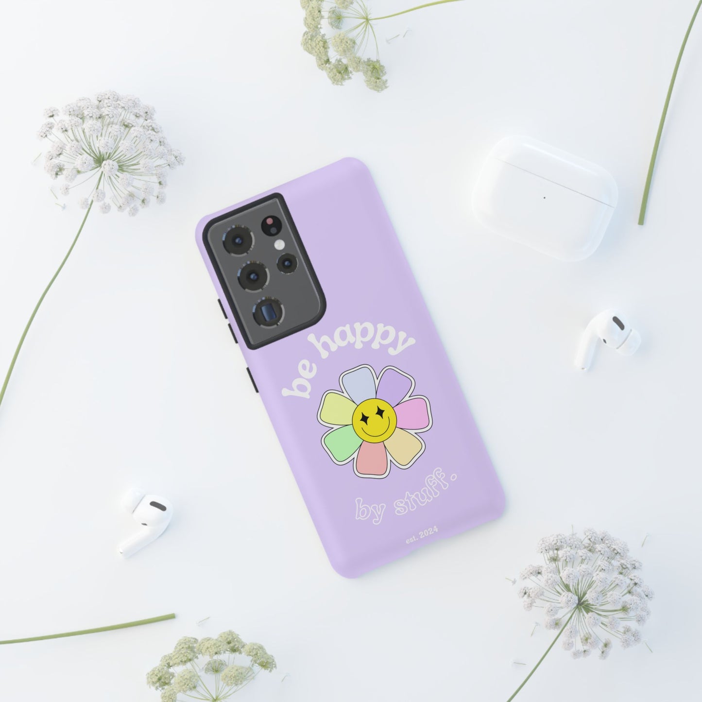 Be Happy Case | Coque résistante double protection avec Design Fleur Colorée