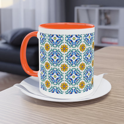 Azulejos Cup | Mug bicolore en céramique avec motif mosaïque méditerranéen – 330ml