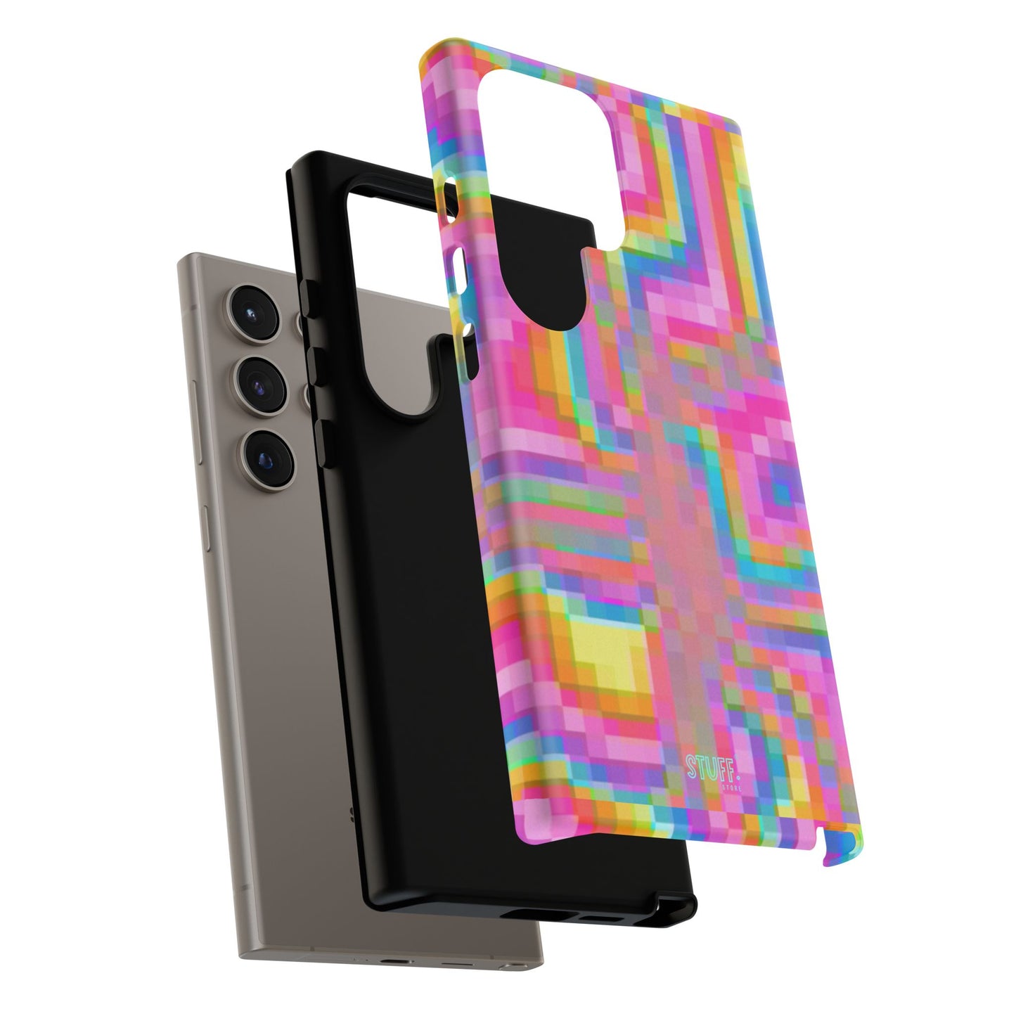 Pixel Case | Coque résistante double protection anti-choc - Motif pixels colorés